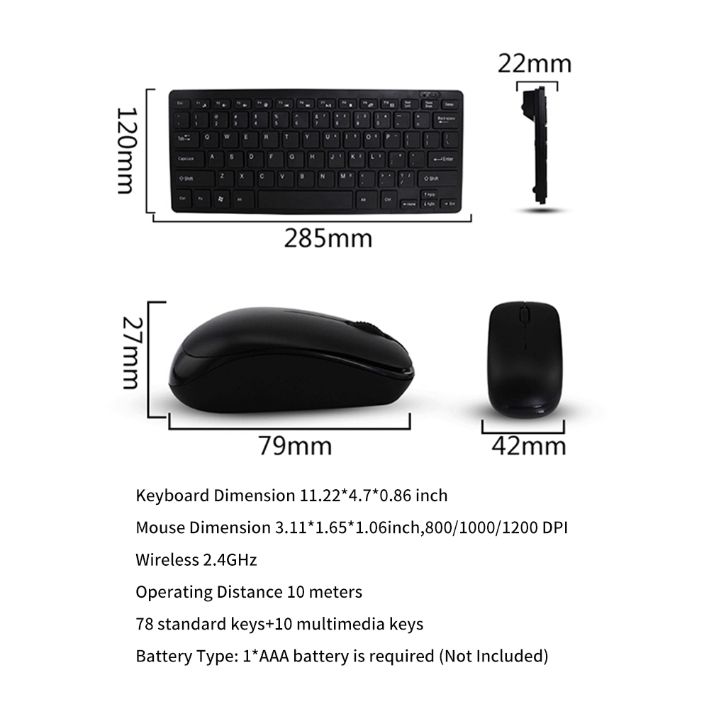 Bộ Bàn Phím + Chuột Không Dây Mini 2.4ghz Cho Pc Laptop Android Tablet | BigBuy360 - bigbuy360.vn
