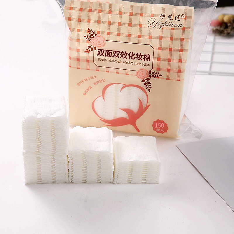 Bông tẩy trang 200 miếng cotton pads 3 lớp mềm mịn nội địa trung túi khóa zip tiện lợi