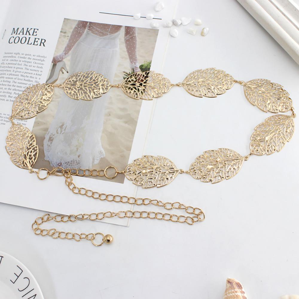 Dây thắt lưng kim loại thiết kế hình chiếc lá rỗng dễ phối đồ thời trang dành cho nữ N7Y7