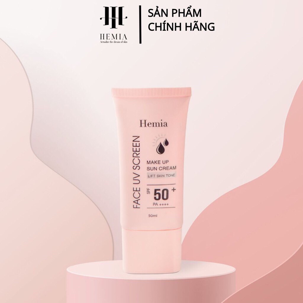 ( Chính Hãng ) Kem Chống Nắng Hemia SPF50 Dưỡng Trắng Make Up & Bảo Vệ Da Chống Lão Hoá Kiềm Dầu