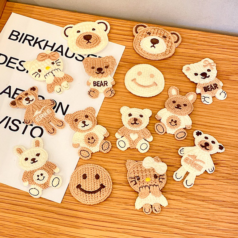 Kẹp Tóc Dệt Kim Họa Tiết Gấu/Thỏ Hoạt Hình Chống Trượt Xinh Xắn Cho Bé Gái