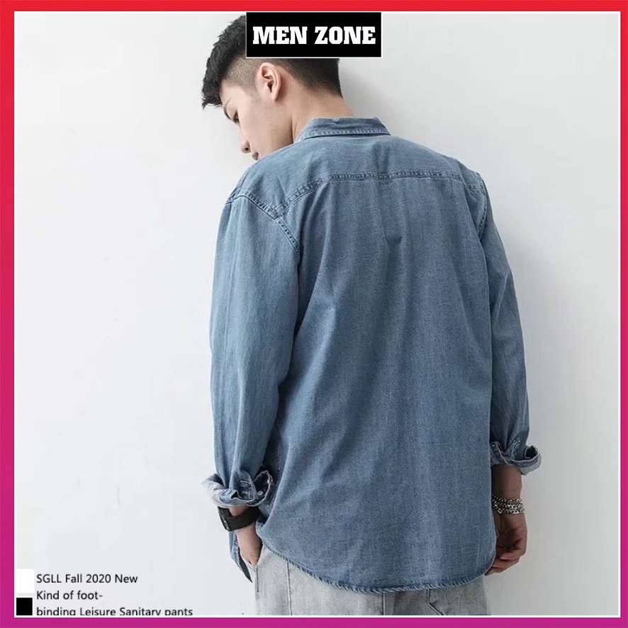 Áo Sơ Mi Denim Nam Cao Cấp Vải Dày Co Giãn