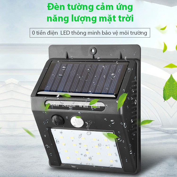 Đèn led cảm ứng treo tường thiết kế chống nước IP4 sử dụng năng lượng mặt trời không tốn tiền điện pin 1200mAh