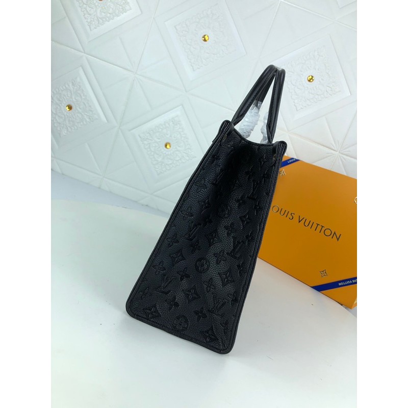 Túi xách nữ Louis Vuitton LV tote on the go da thật cao cấp bản logo to dập chìm