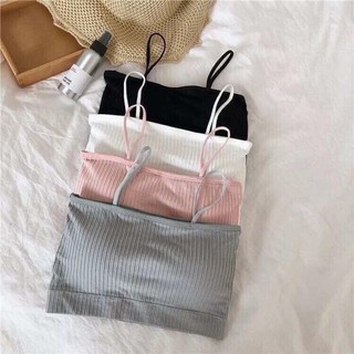 Áo bra 2 dây lửng thun gân dạng ống siêu nâng ngực