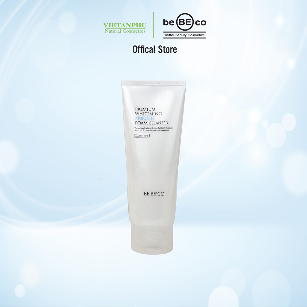 Sữa rửa mặt Arbutin trắng da cao cấp BEBECO Hàn Quốc 150ml WHITENING CLEANSER