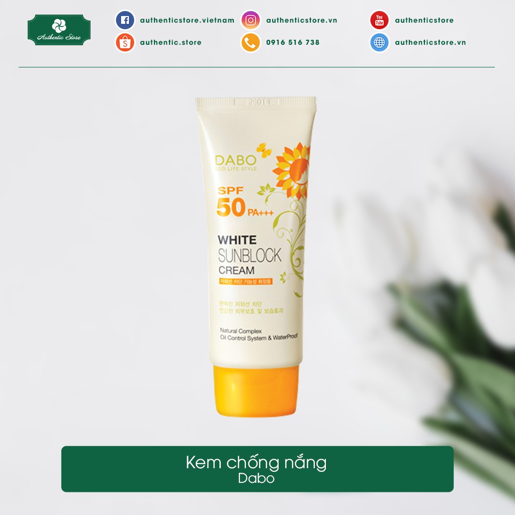 Kem chống nắng Dabo white sunblock cream SPF50