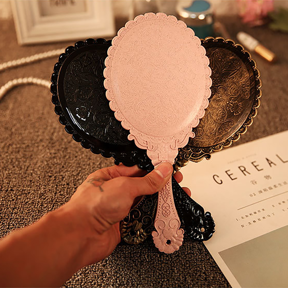 [Hàng mới về] Gương Trang Điểm Cầm Tay Thiết Kế Cổ Điển Phong Cách Sáng Tạo Tiện Dụng