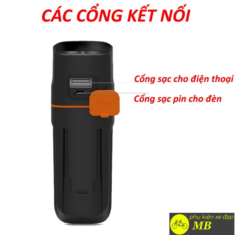 Đèn xe đạp siêu sáng 3 mắt độ sáng 1000lumen cao cấp sạc usb chống nước tích hợp sạc dự phòng