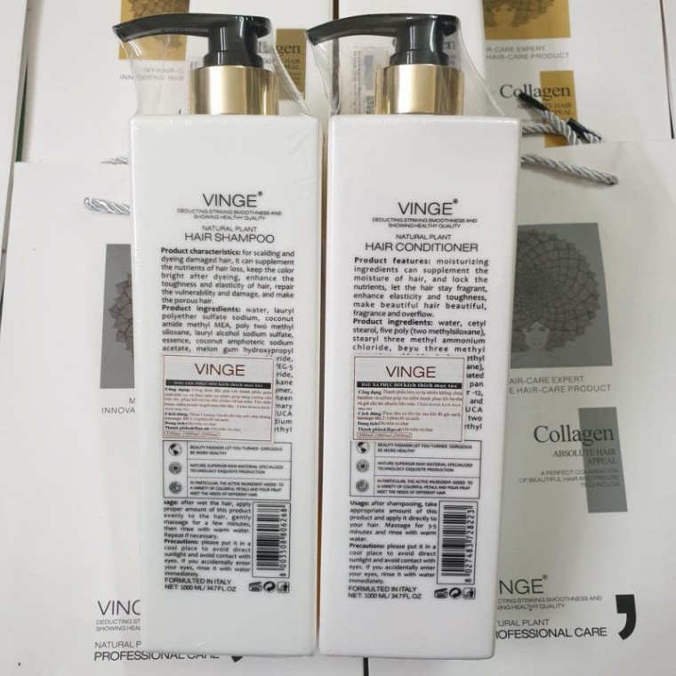 ⚡FreeShip⚡ [Chính Hãng] Cặp Dầu Gội Xả Collagen Vinge 1000ML, Giảm Rụng Tóc, Ngăn Rụng Tóc,Phục Hồi Tóc Hư Tổn | BigBuy360 - bigbuy360.vn