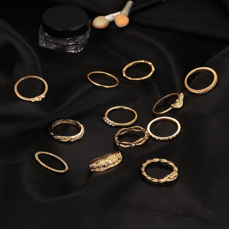 ✿INF✿12pcs/set Rings Bohemian Vintage Women Finger Rings Set