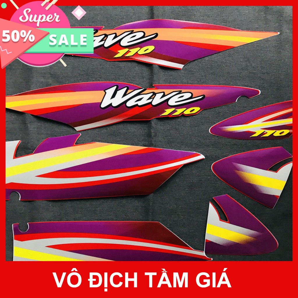 [GIÁ GỐC] BỘ TEM DÁN XE MÁY HONDA WAVE NHỎ XƯƠNG CÁ ĐỜI 2000 MÀU ĐỎ