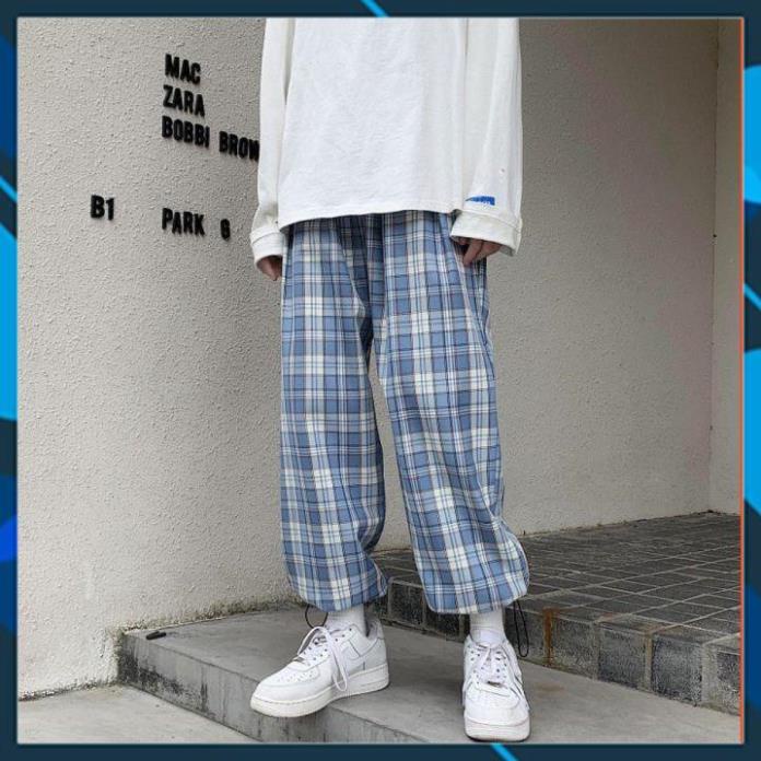 Quần Kẻ Caro Nam Nữ Mặc 2 Kiểu Ống Suông Và Jogger Bo Gấu Thể Thao phong cách Hàn Quốc QKRG029