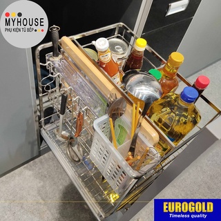 Kệ Đựng Gia Vị và Dao Thớt Inox 304 Eurogold, phụ kiện tủ bếp thông minh