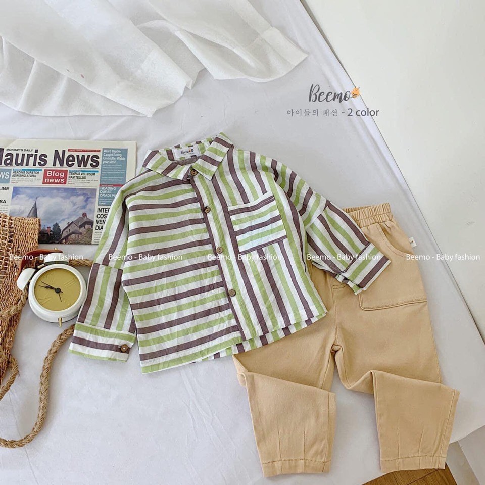 SET SƠ MI SỌC PHỐI QUẦN KAKI - CỐM KIDS NT