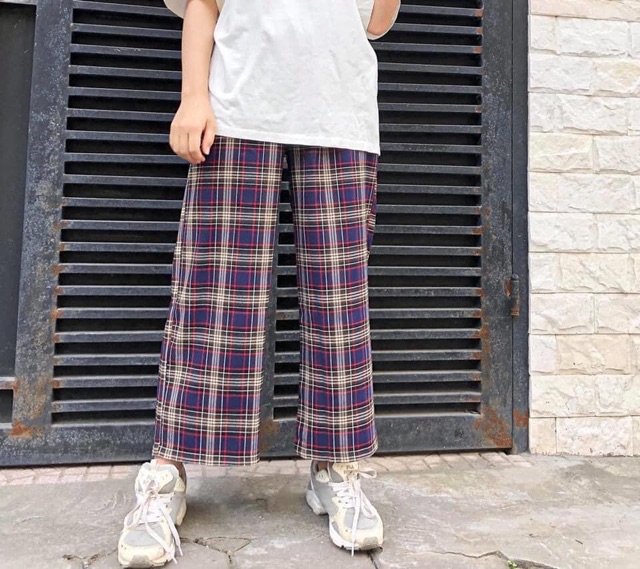 Quần suông caro ống rộng nữ ( ảnh thật ) | BigBuy360 - bigbuy360.vn