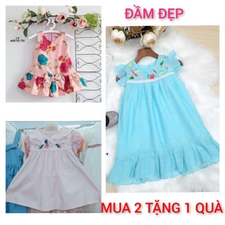 ĐẦM VÁY BÉ GÁI DỄ THƯƠNG ĐI TIỆC VẢI LỤA HOA MỀM MẠI VÀ THOÁNG MÁT haivanco 8 đến 22 kg đi học đi chơi đều đẹp