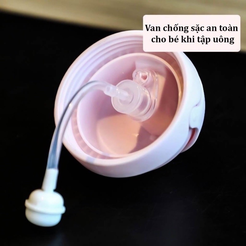 Bình Tập Uống Nước, Sữa Có Van Chống Sặc Hình Thú Đáng Yêu Cho Bé Tiện Dụng, Có Dây Đeo