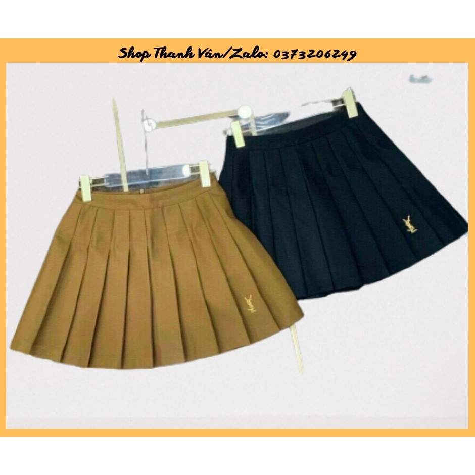 Chân váy xoè ngắn xếp ly họa tiết gấu đẹp