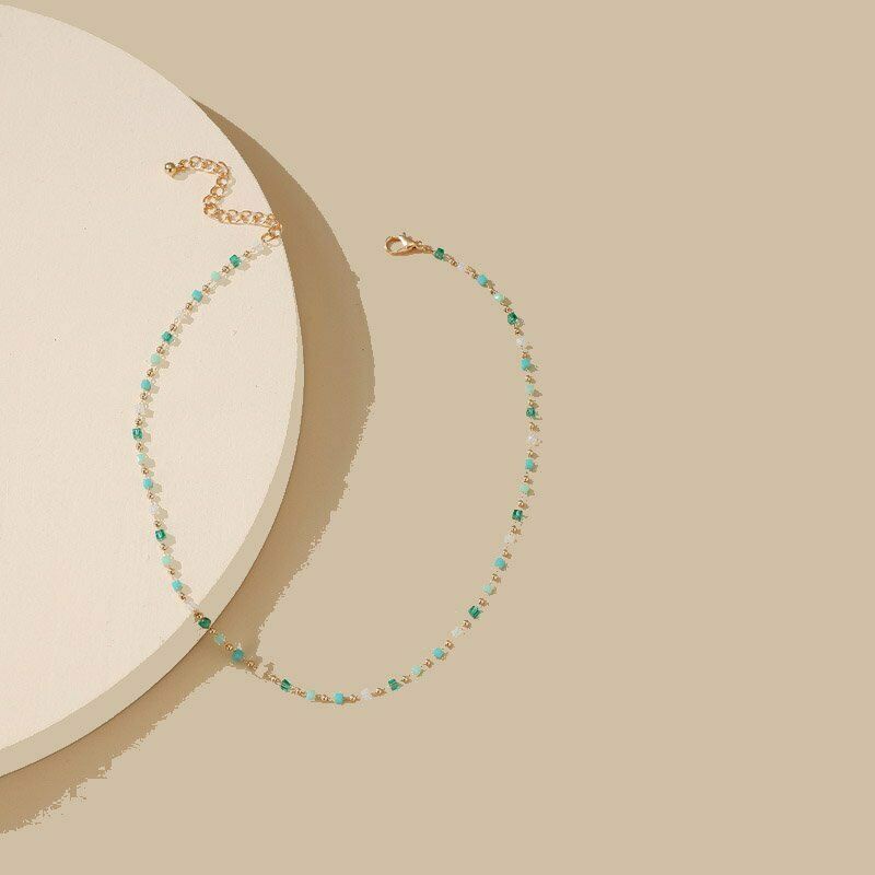 Vòng Cổ Choker Chuỗi Hạt Xanh Phong Cách Bohemia Năm 2023