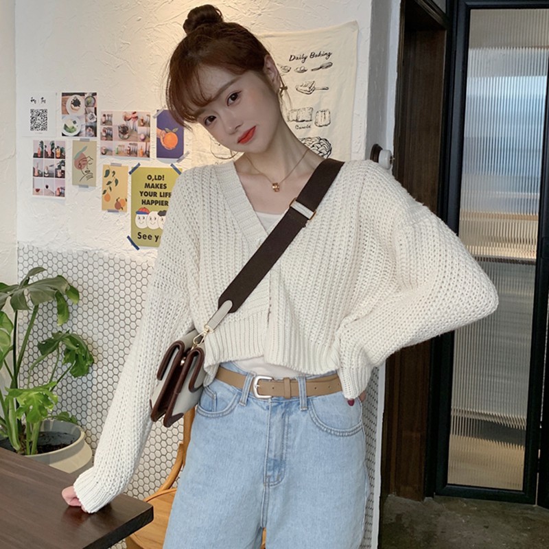Áo khoác Cardigan dệt kim phối nút thiết kế màu trơn thanh lịch