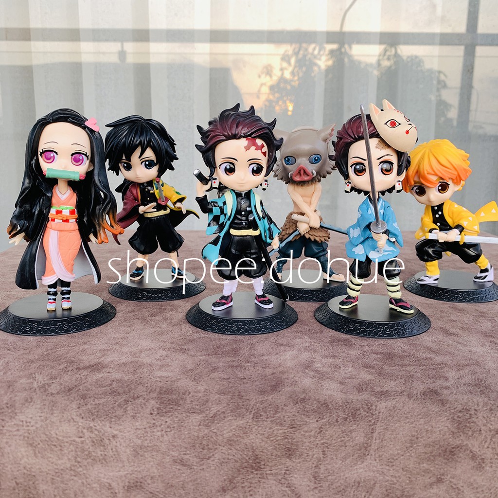 Mô Hình Tanjirou, Inosuke, Zenitsu, Nezuko, Giyuu Chibi Trong Thanh Gươm Diệt Quỷ