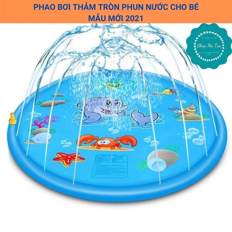 Phao bơi, bể bơi thảm tròn phun nước kích thước 170cm cho bé chơi tại nhà mẫu HOT nhất hè 2021