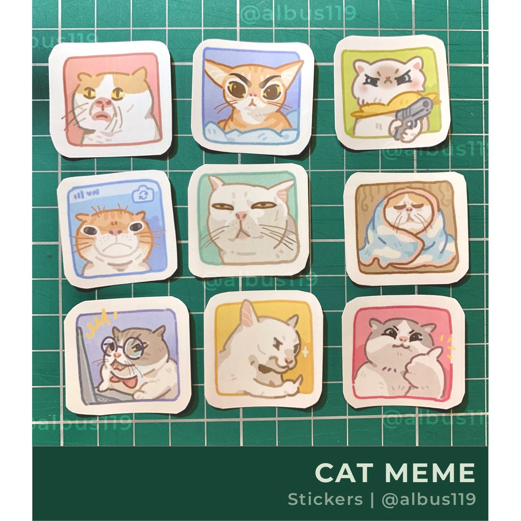 Cat Meme Sticker | Decal nhãn dán trang trí mèo | albus119
