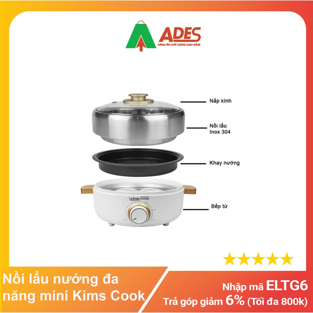 Nồi lẩu nướng đa năng mini Kims Cook MC520I - Chính hãng, Giá rẻ - Hàng khuyến mãi mới HOT NEW 2021