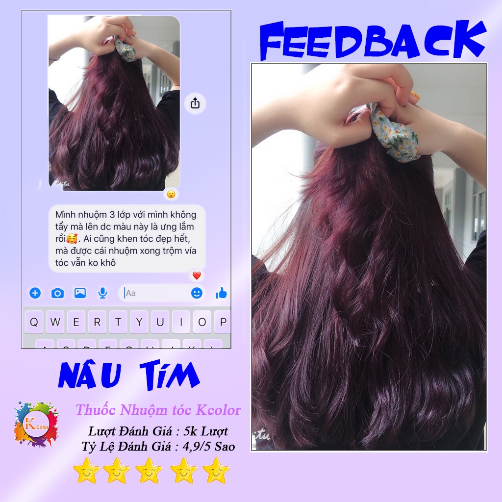 Thuốc nhuộm tóc Nâu Tím Cà không tẩy sử dụng tại nhà nhiều thảo dược giá rẻ nhất