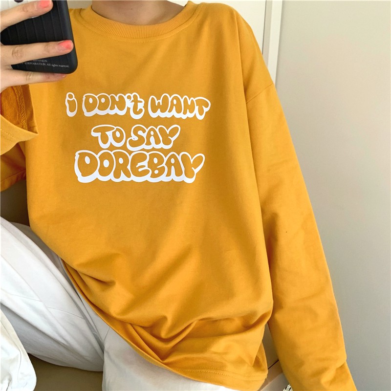Áo thun dài tay  I DON'T WANT  phông Unisex nam nữ tee oversize form rộng pull Ulzzang Streetwear thu đông vải mềm