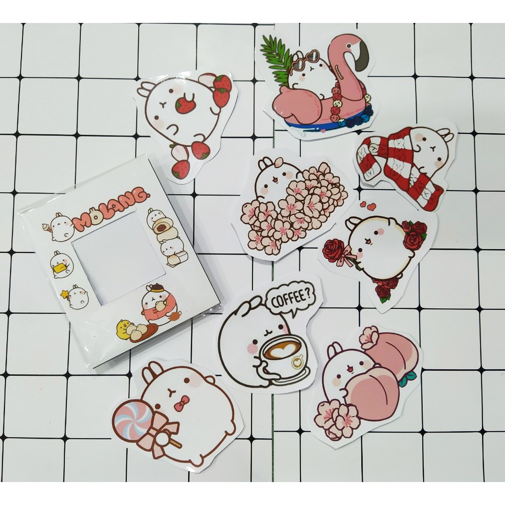sticker molang cắt rời size to SCI1 có bao giấy cute dễ thương bullet journal