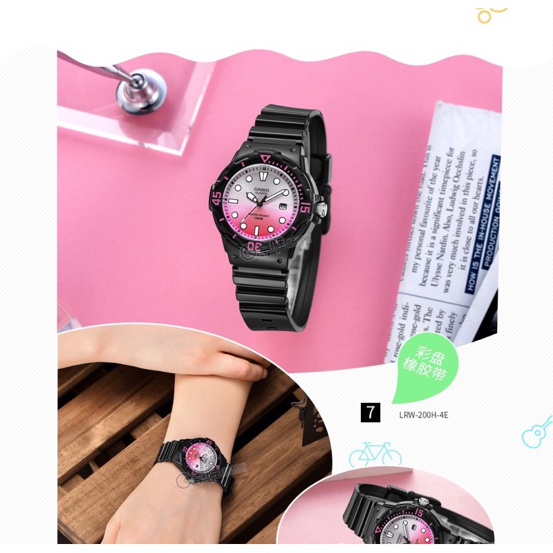 Đồng hồ nữ dây nhựa Casio chính hãng Anh Khuê LRW-200H-4EVDR