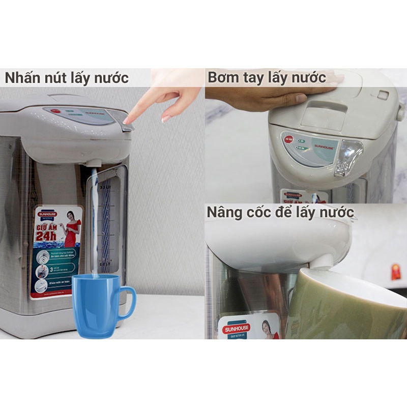 Bình phích thủy điện SUNHOUSE SHD1535,1533 truyền nhiệt tốt tự đun sôi tiện lợi