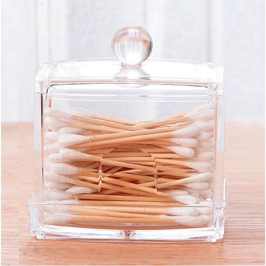 Hộp đựng bông tây trang XIAODUOJIAJU bằng acrylic trong suốt tiện dụng