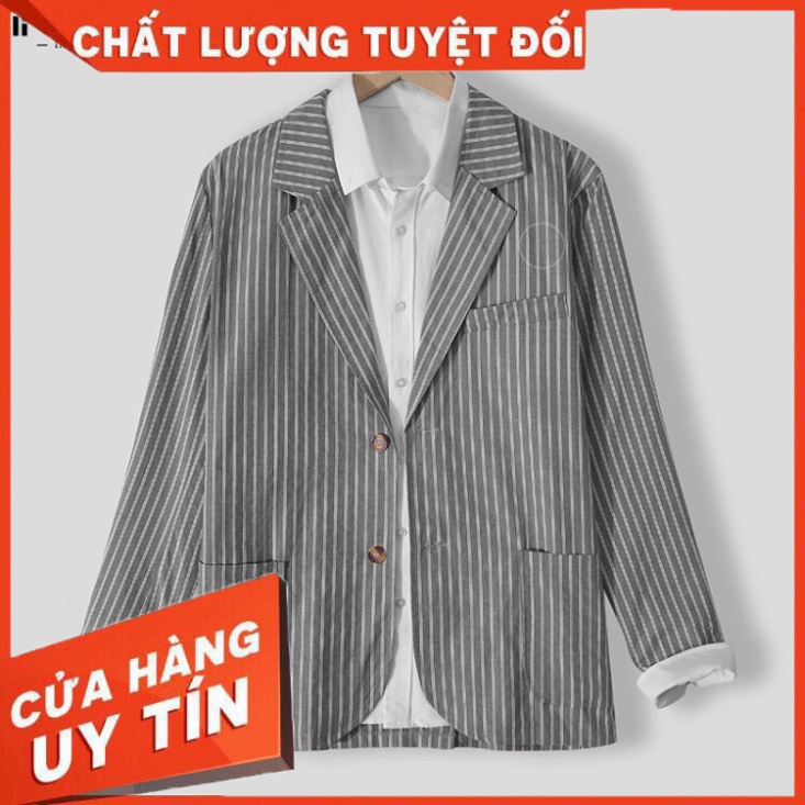 Áo Khoác Blazer INCERUN Tay Dài Kẻ Sọc Phối Hàng Nút Đơn Thời Trang 3 Màu Tùy Chọn Cho Nam - Hàng nhập khẩu