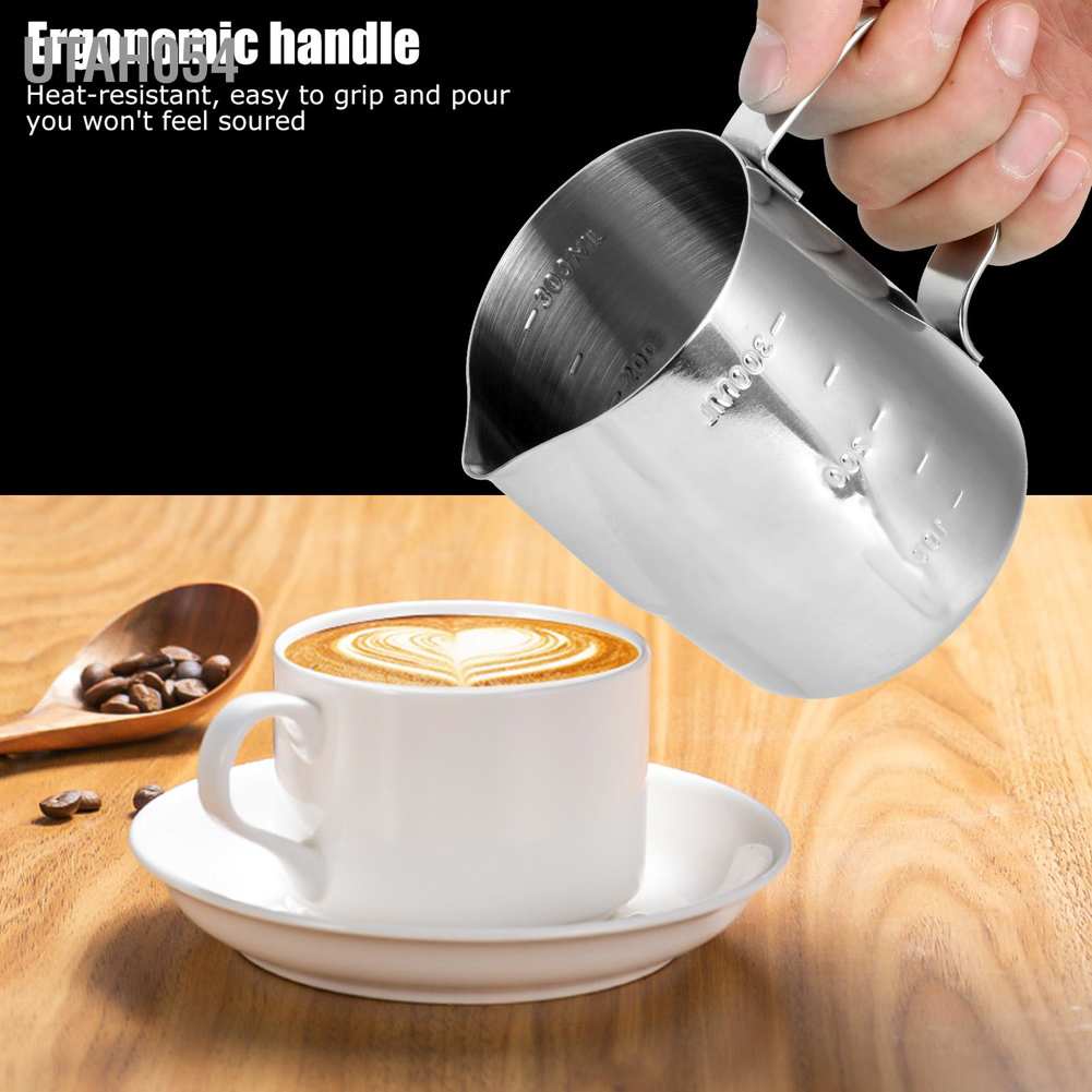 Hàng HOT Sữa xoáy nước dày bằng thép không gỉ cà phê latte craft cup nghệ thuật với đôi quy mô Ca đánh sữa inox (có vạch chia) 350ml - 600ml - 1000ml【Utah054】