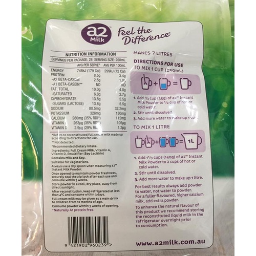 Sữa A2 nguyên kem dạng bột nhập khẩu Úc cho bé từ 1 tuổi (1kg)