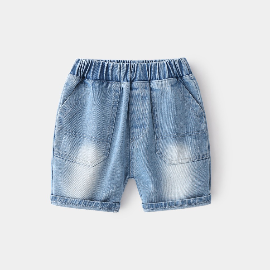 Quần Jean cho bé WELLKIDS quần short Jean họa tiết túi hộp chất bò mềm hàng xuất Âu Mỹ