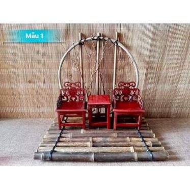 Bộ bàn ghế gỗ kiểu triều Minh mini trang trí độc đáo