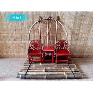 Bộ bàn ghế gỗ kiểu triều Minh mini trang trí độc đáo