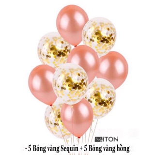 Set 5 Bóng Sequin và bóng màu ( Kèm dây ru băng trang trí)