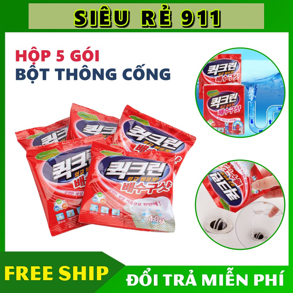 Hộp 5 Gói Bột Thông Cống, Thông Tắc Bồn Cầu Nhanh Chóng