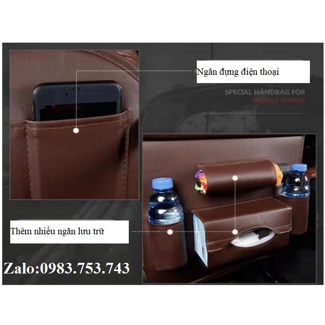 Túi Da Để Đồ Treo Sau Ghế Ô Tô Kiêm Giá Đỡ, Túi Da Đa Năng Đựng Đồ Treo Sau Lưng Ghế Ô Tô Có Bàn Gấp Tiện Lợi
