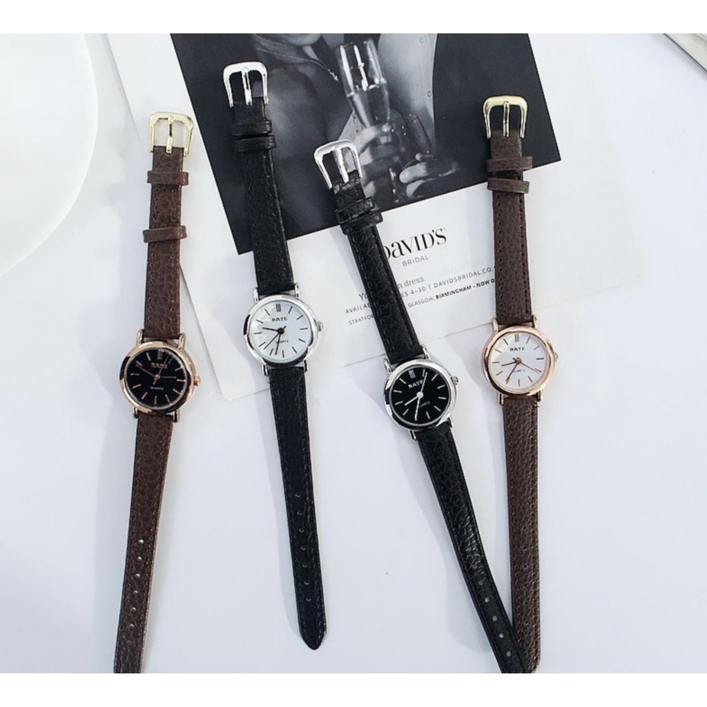 Đồng Hồ Nữ Rate Mặt Tròn Dây Da Thời Trang DH02
