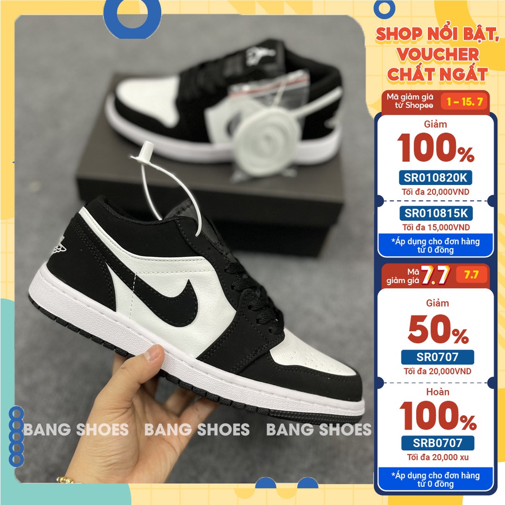 Giày 𝐉𝐨𝐫𝐝𝐚𝐧 1 low panda màu đen trắng nam nữ, Giày JD1 low panda đen trắng bản đẹp 2022