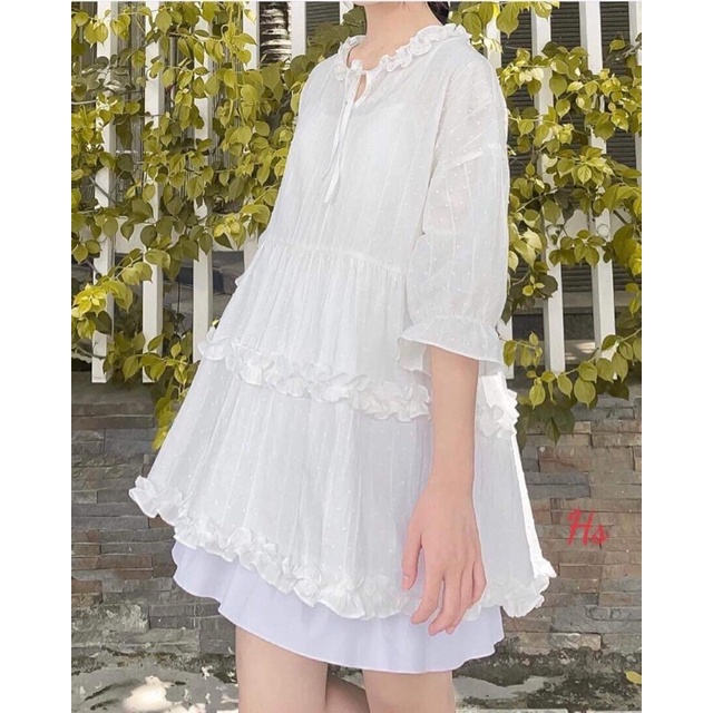 Sét áo voan đốm kèm lót trong HSU1