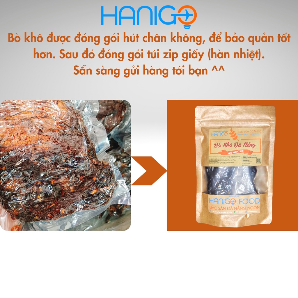 Bò Khô Miếng Đà Nẵng Ngon- Khô Bò Miếng 100% Thịt Bò Tươi- Gia Vị Tự Nhiên- Hanigo Food Đặc Sản Đà Nẵng Ngon