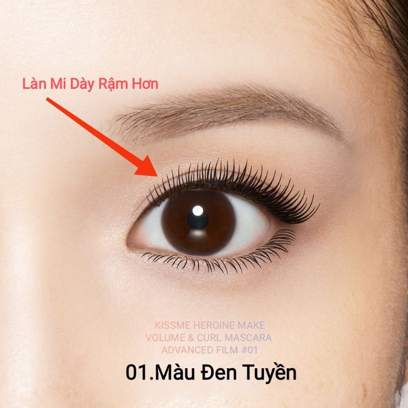 Mascara Kissme Chuốt Cong Và Làm Dày Rậm Mi ,Dạng Màng Flim Không Trôi  Kissme Heroine Make  (6g)