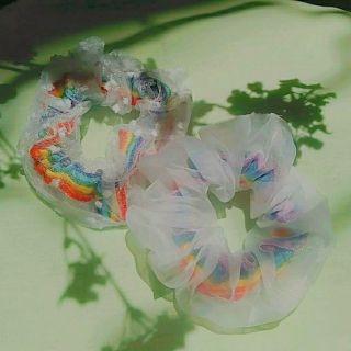 Scrunchies đồ cột tóc cầu vòng 2 lớp (HÌNH THẬT HÀNG CÓ SẴN)